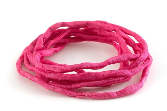 Hand dyed Habotai silk ribbon Hibiscus ø3mm