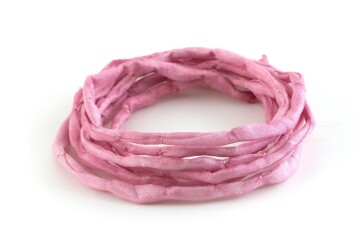Hand dyed Habotai silk ribbon Coral Sand ø3mm