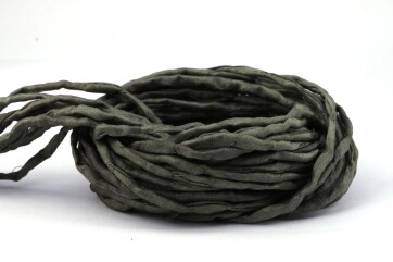 Hand dyed Habotai silk ribbon Olive Grey ø3mm