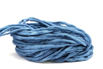 Hand dyed Habotai silk ribbon Far Blue ø3mm