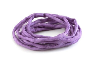 Hand dyed Habotai silk ribbon Lilac ø3mm