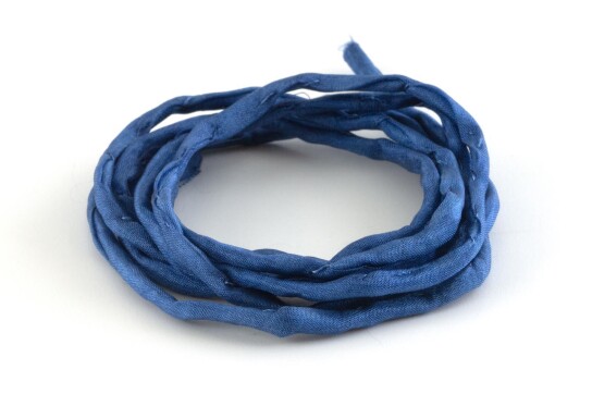 Hand dyed Habotai silk ribbon Gentian Blue ø3mm