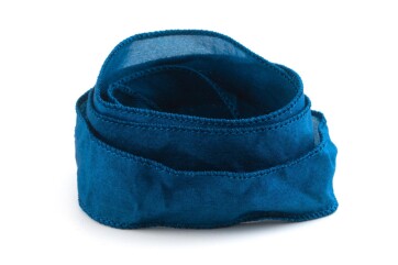 Handgefertigtes Habotai-Seidenband Blaugrün 20mm breit