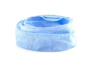 Ruban de soie Habotai fait main Bleu clair 20mm de large