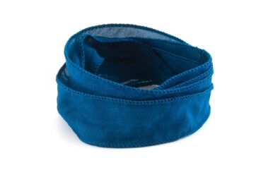 Handgefertigtes Habotai-Seidenband Marineblau 20mm breit