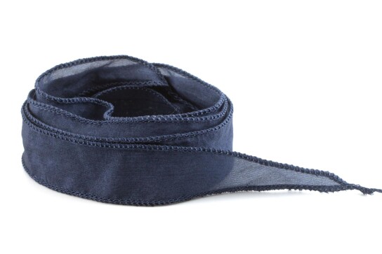 Handgefertigtes Habotai-Seidenband Nachtblau 20mm breit