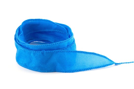 Handgefertigtes Habotai-Seidenband Kornblumenblau 20mm breit