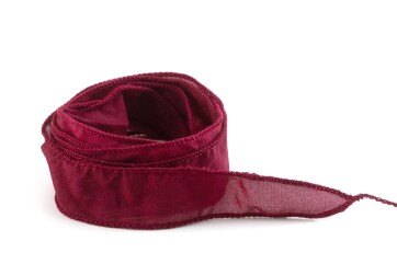 Handgefertigtes Habotai-Seidenband Bordeaux 20mm breit