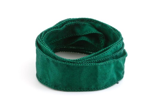 Handgefertigtes Habotai-Seidenband Tannengrün 20mm breit