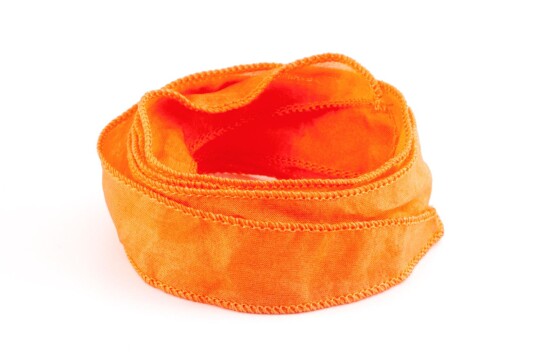 Handgefertigtes Habotai-Seidenband Mandarine 20mm breit