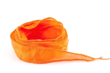 Cinta de seda Habotai hecha a mano Tangerine de 20mm de ancho