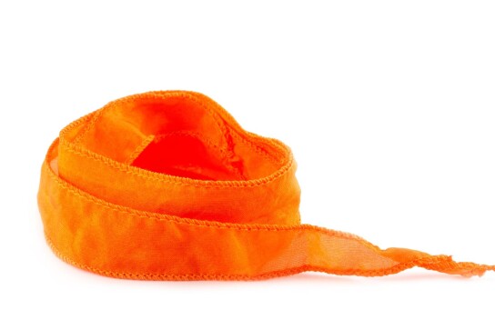 Handgefertigtes Habotai-Seidenband Orange 20mm breit