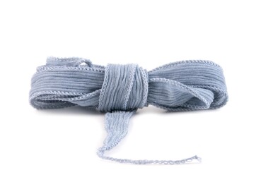Handmade silk ribbon Crinkle Crêpe Dusty Blue 20mm wide