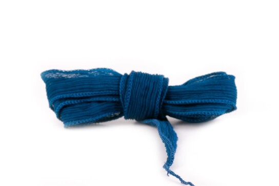 Handgefertigtes Seidenband Crinkle Crêpe Marineblau 20mm breit
