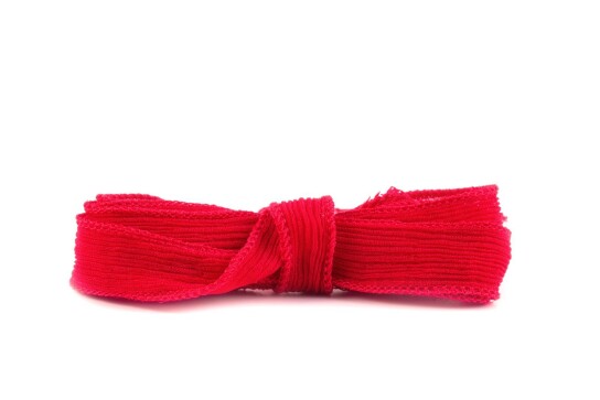 Handgefertigtes Seidenband Crinkle Crêpe Weihnachtsrot 20mm breit