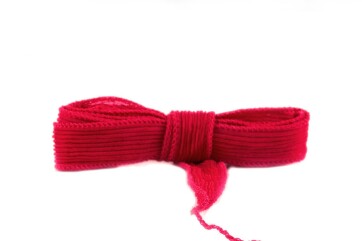 Handmade silk ribbon Crinkle Crêpe Cherry Red 20mm...