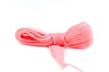 Handmade silk ribbon Crinkle Crêpe Salmon 20mm wide