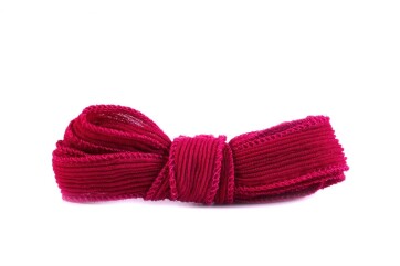 Handmade silk ribbon Crinkle Crêpe Raspberry 20mm wide