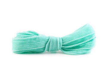 Handmade silk ribbon Crinkle Crêpe Pastel Mint 20mm...