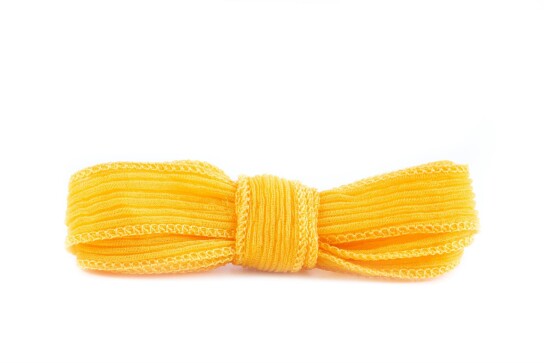 Handgefertigtes Seidenband Crinkle Crêpe Gelb 20mm breit