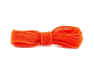 Handmade silk ribbon Crinkle Crêpe Blood Orange 20mm wide