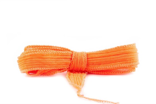 Handgefertigtes Seidenband Crinkle Crêpe Mandarine 20mm breit