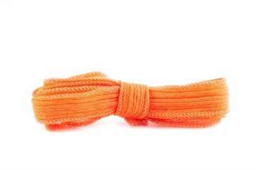 Handmade silk ribbon Crinkle Crêpe Tangerine 20mm wide