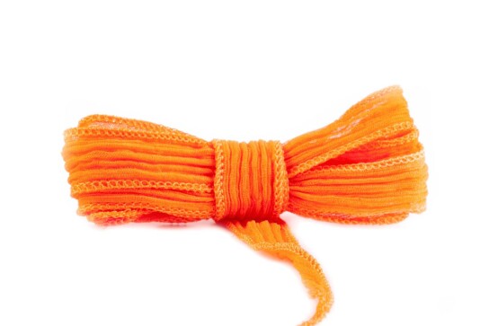 Handgefertigtes Seidenband Crinkle Crêpe Orange 20mm breit