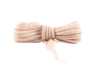 Handmade silk ribbon Crinkle Crêpe Light Beige 20mm wide