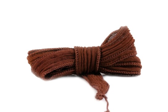 Handgefertigtes Seidenband Crinkle Crêpe Schokobraun 20mm breit