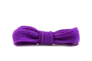 Handmade silk ribbon Crinkle Crêpe Purple 20mm wide