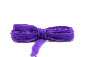 Handmade silk ribbon Crinkle Crêpe Violet Blue 20mm wide