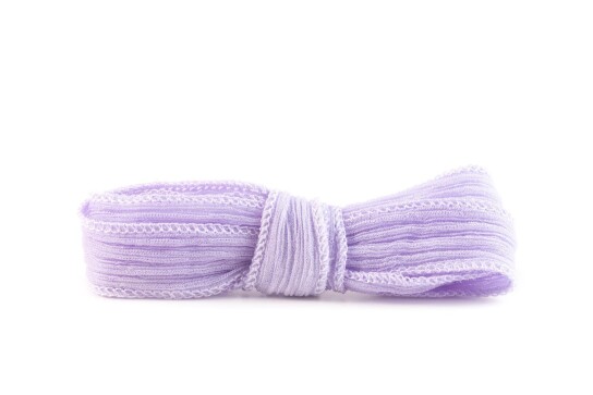 Handgefertigtes Seidenband Crinkle Crêpe Mauve 20mm breit
