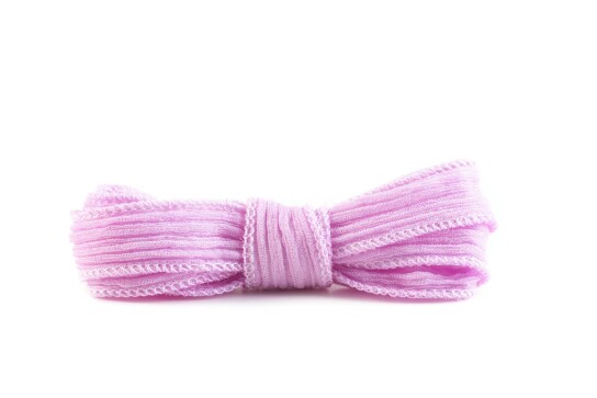 Handgefertigtes Seidenband Crinkle Crêpe Rosé 20mm breit