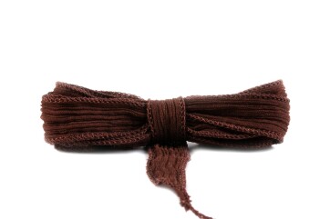 Handmade silk ribbon Crinkle Crêpe Dark Brown 20mm...
