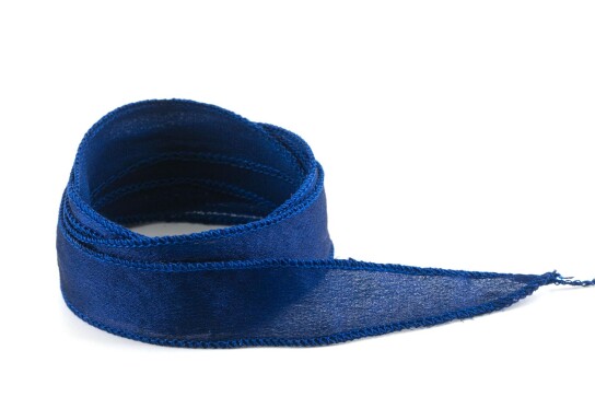 Handgefertigtes Crêpe Satin Seidenband Royalblau 20mm breit