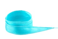 Handmade Crêpe Satin silk ribbon Caribbean Blue 20mm wide