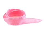Handgefertigtes Crêpe Satin Seidenband Rosa 20mm breit