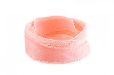 Handmade Crêpe Satin silk ribbon Pastel Salmon 20mm...
