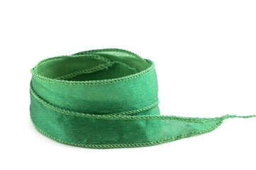 Handmade Crêpe Satin silk ribbon Fern Green 20mm wide