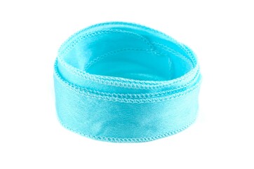 Handgefertigtes Crêpe Satin Seidenband Aqua 20mm breit