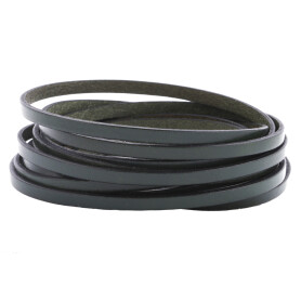 Bracelet en cuir plat Vert Foncé (bord noir) 5x2mm