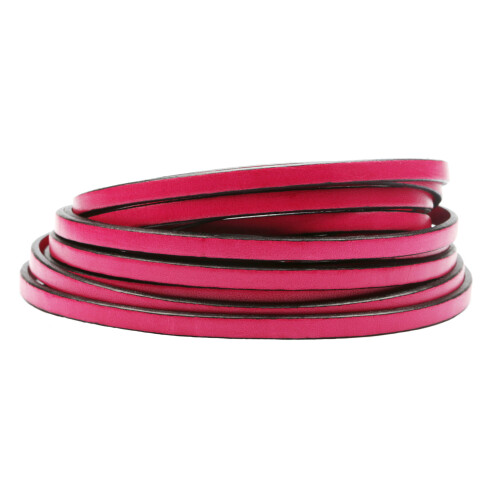 Flaches Lederband Pink (schwarzer Rand) 5x2mm