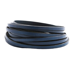 Bracelet en cuir plat Bleu foncé (bord noir) 5x2mm