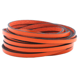Bracelet en cuir plat Orange (bord noir) 5x2mm