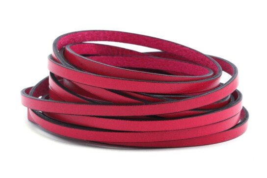 Flaches Lederband Fuchsia (schwarzer Rand) 5x2mm