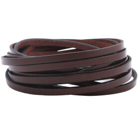 Bracelet en cuir plat Marron Cacao (bord noir) 5x2mm