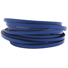 Flat leather strap Azure Blue (black edge) 5x2mm