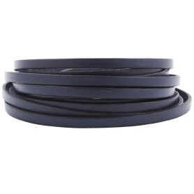 Flat leather strap Navy Blue (black edge) 5x2mm