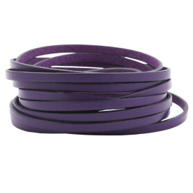 Bracelet en cuir plat Violet (bord noir) 5x2mm
